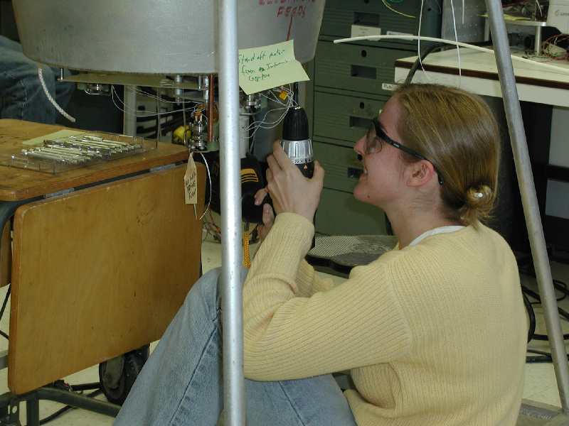 Leah drilling the instrument core