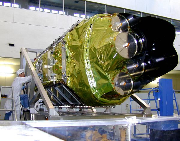 ASTRO-E on its side (70K JPEG)