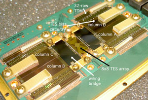 TES array and low-temperature read-out components